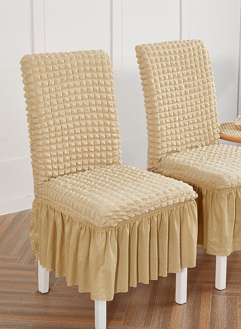 GOOTOY Dining Room Chair Covers with Long Skirt Chair Cover Set of 4 Chair Slipcover Elastic Removable Machine Washable Chair Protector Soft Touch Seat Covers for Dining Room Banquet Party Home Decoration  - Image 5
