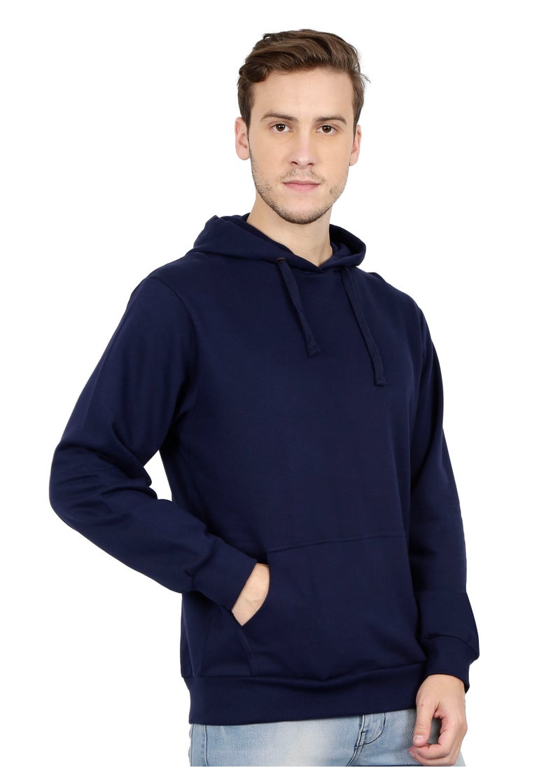 RSO Outfits Unisex Regular Fit Full Sleeves Solid Hoodie Sweatshirt (Navy Blue)  - Image 3