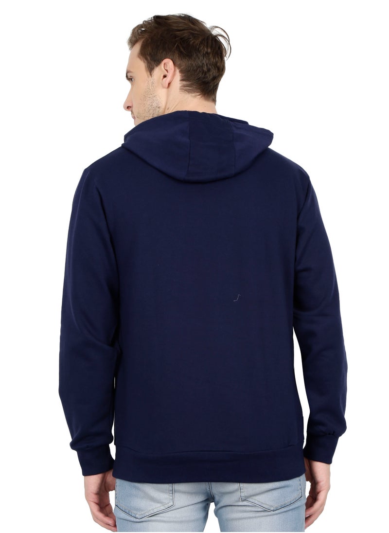 RSO Outfits - Unisex Regular Fit Full Sleeves Solid Hoodie Sweatshirt (Navy Blue) - Image 1