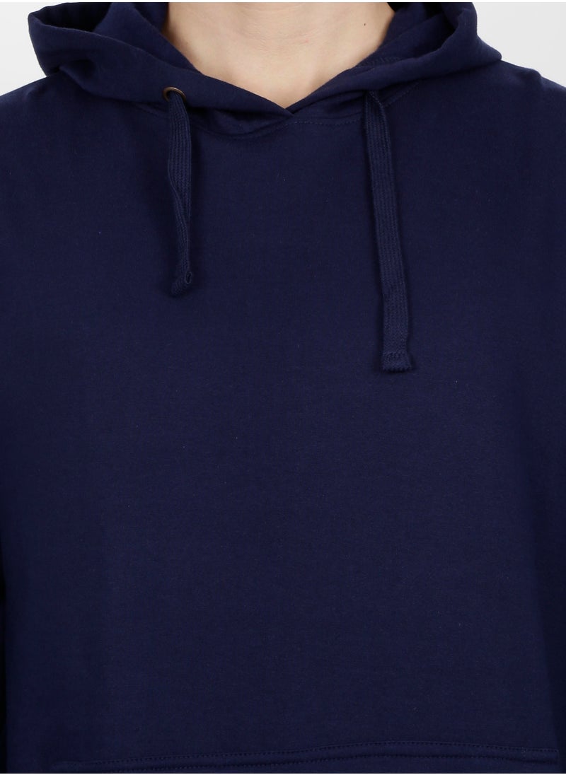 RSO Outfits - Unisex Regular Fit Full Sleeves Solid Hoodie Sweatshirt (Navy Blue) - Image 1