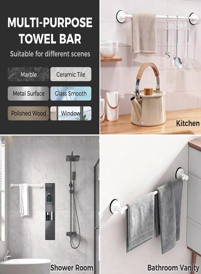 WingWider Adjustable Suction Cup Towel Bar for Bathroom Wall,14.6Inch~24 Inch Towel Racks for Bathroom,Stainless Steel Bath Towel Holder for Shower(Matte White) - Image 5