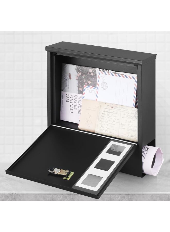Mailbox with Combination Lock,Large Capacity Wall Mounted Locking Security Mailbox,Large Mail Box with Newspaper Compartment, Black,12.8x11.8x3.9 Inch - Image 3