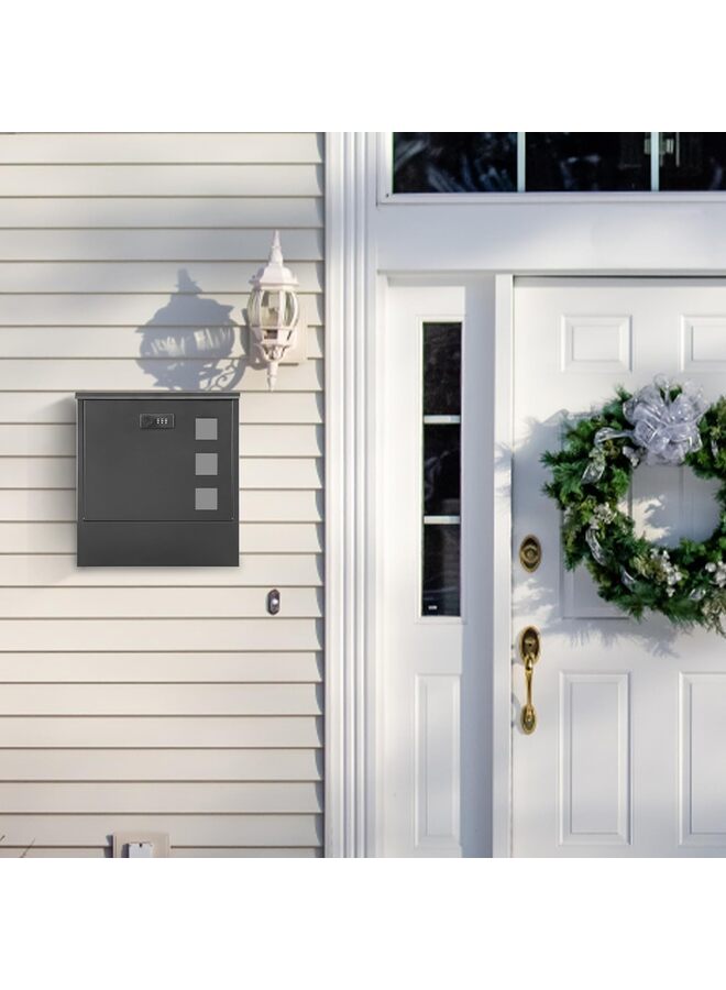 Mailbox with Combination Lock,Large Capacity Wall Mounted Locking Security Mailbox,Large Mail Box with Newspaper Compartment, Black,12.8x11.8x3.9 Inch - Image 4