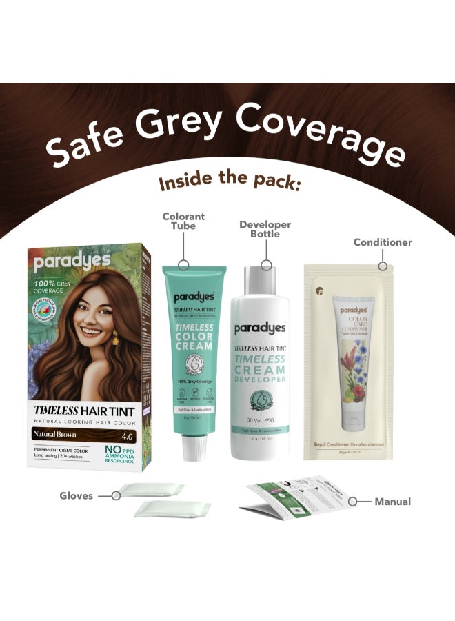 Paradyes Mini Natural Brown Timeless Hair Tint, Permanent Crème Hair Color for Hair, Complete Grey Coverage, Formula Free from PPD, Ammonia, & Resorcinol, 4.0 Natural Brown, 60 GRAM - Image 4