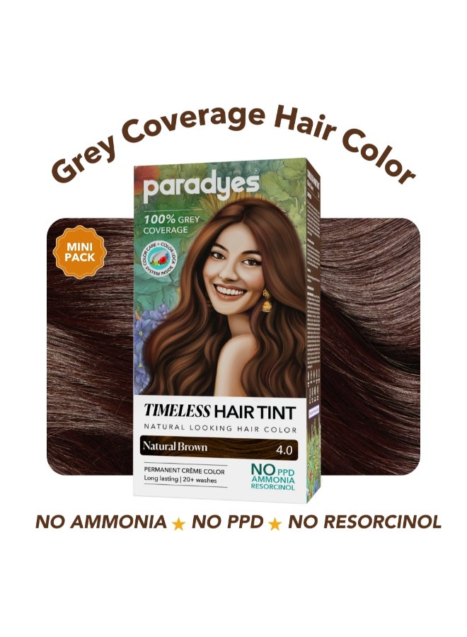 Paradyes Mini Natural Brown Timeless Hair Tint, Permanent Crème Hair Color for Hair, Complete Grey Coverage, Formula Free from PPD, Ammonia, & Resorcinol, 4.0 Natural Brown, 60 GRAM - Image 2