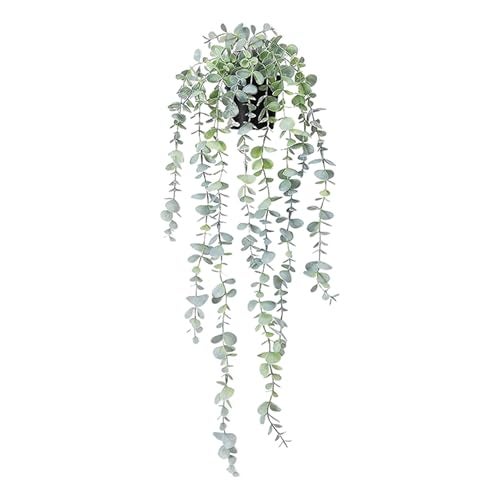 Clearain 1pcs Fake Hanging Plants, Artificial Small Potted Plants, Mini Faux Succulent Plant for Indoor Outdoor Aesthetic Office Living Room Shelf Home Decor (Eucalyptus leaves-1pcs) - Image 1