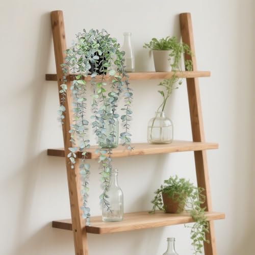 Clearain 1pcs Fake Hanging Plants, Artificial Small Potted Plants, Mini Faux Succulent Plant for Indoor Outdoor Aesthetic Office Living Room Shelf Home Decor (Eucalyptus leaves-1pcs) - Image 3