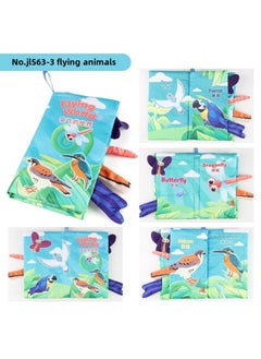 Generic Baby's Sea, Land And Air Tail Cloth Book Chinese And English Ocean Forest Flying Animal Palm Book Early Education Toys-Color:JL563-3 Flying Animals 37.4g In Chinese And English  - Image 1
