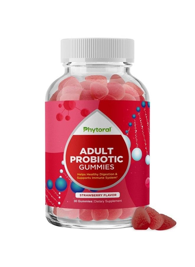Phytoral - Healthy Gut Probiotic Gummies for Adults - Organic Probiotics for Gut Health Upset Stomach Relief and Immune Support - Digestive Health Chewable Probiotic Gummies for Women and Men - 5 Billion CFU - Image 1