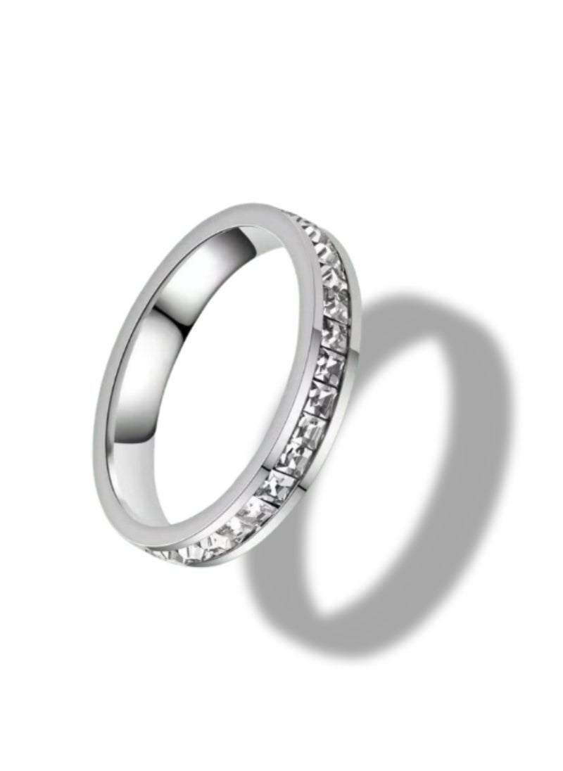 Soko Mesh Silver Diamond Stackable Ring - Exquisite Women's Jewelry, Wedding Band, Luxury Fashion Accessory, , Timeless & Elegant Design, Perfect Gift for Her, Fine Jewelry Collection.  - Image 4