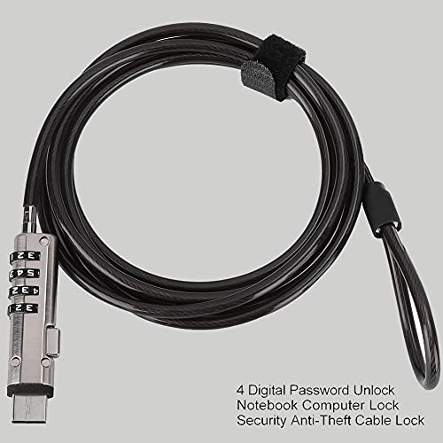 PUSOKEI Laptop Cable Locks Combination Cable Lock 4 Digital Password Security Anti Theft Lock for USB Devices Equipment Notebook Computer - Image 5