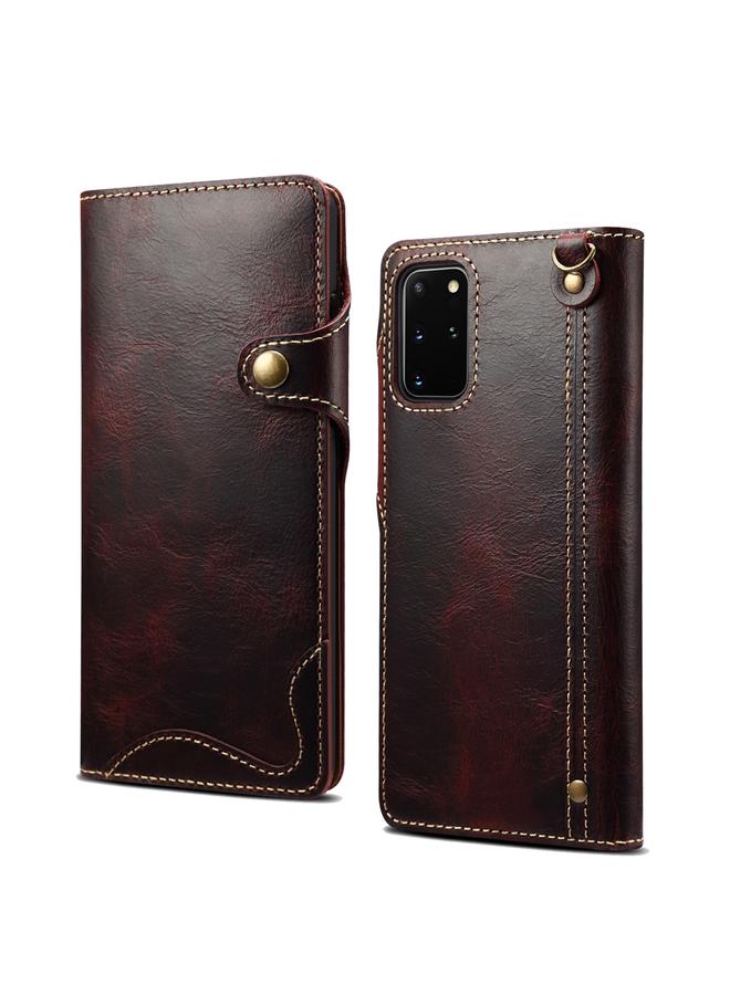 دينيور جراب لهاتف Samsung Galaxy Note20 مصنوع من جلد البقر الشمعي الزيتي بأزرار مغناطيسية وجلد طبيعي - Image 1
