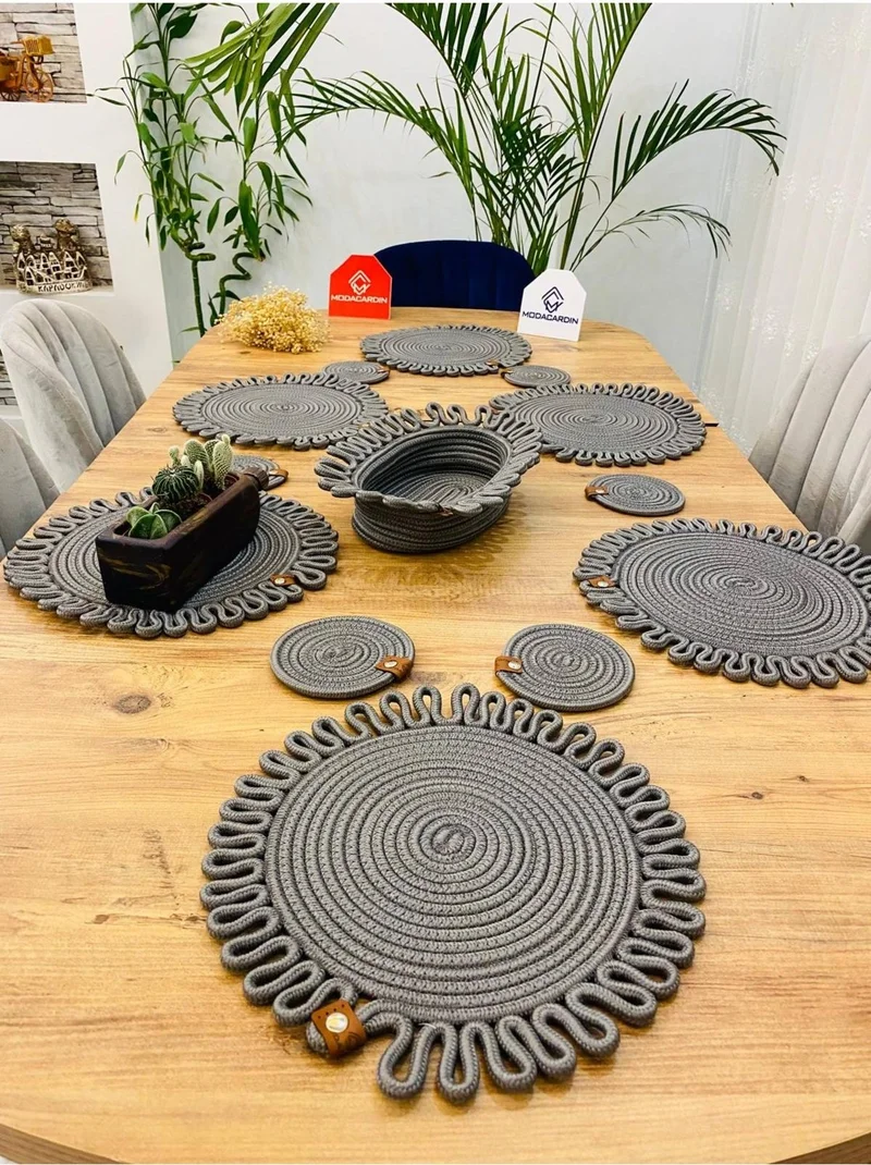 بدز ديري BDZ Leather Wicker Jute Presentation Plate Mat American Service Coaster and Basket 13 Pieces