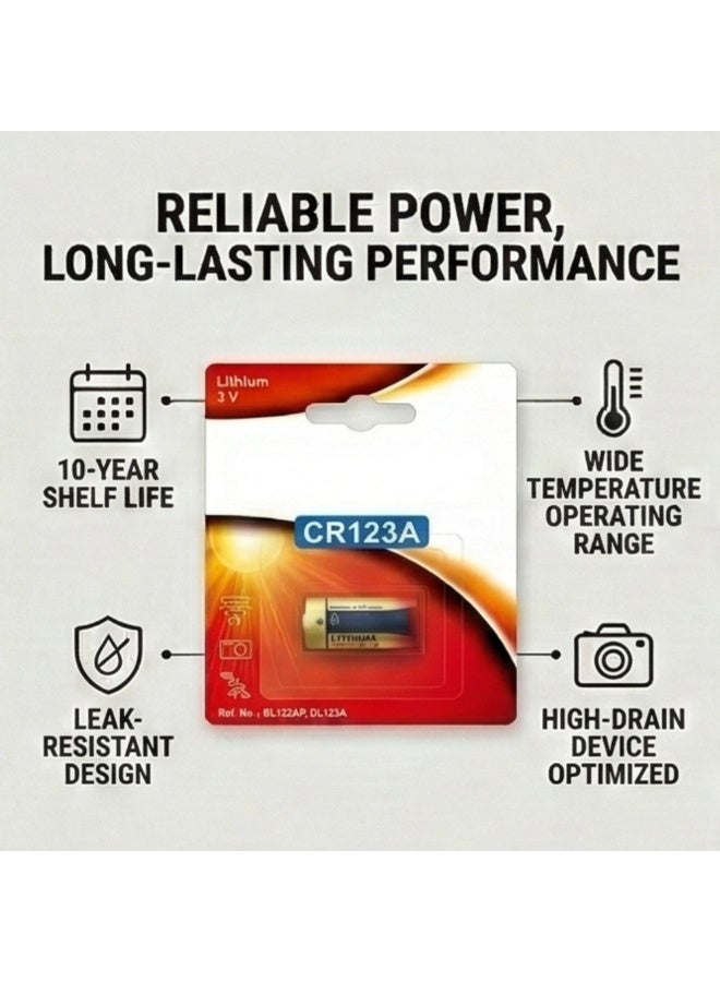 Premium CR123A 3V Lithium Battery - Long-Lasting Power for Smart Home Security Cameras, Flashlights & Sensors - Leak-Proof, Extreme Temperature Resistant (1-Pack) - Image 2