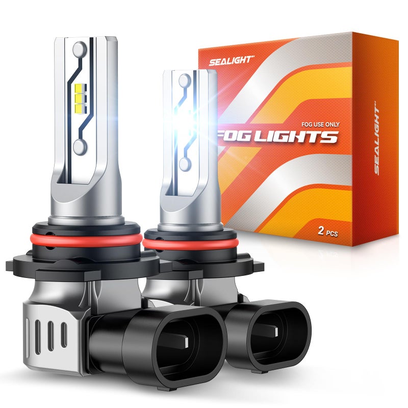 SEALIGHT 9006/HB4 Fog Light Bulbs or DRL, 12000LM 9006 Hb4 Fog Lamp Bulbs 6500K White Fog Lights or Daytime Running Light 1:1 Size Plug ang Play, Non-polarity, Interior Lighting, Pack of 2 - Image 1