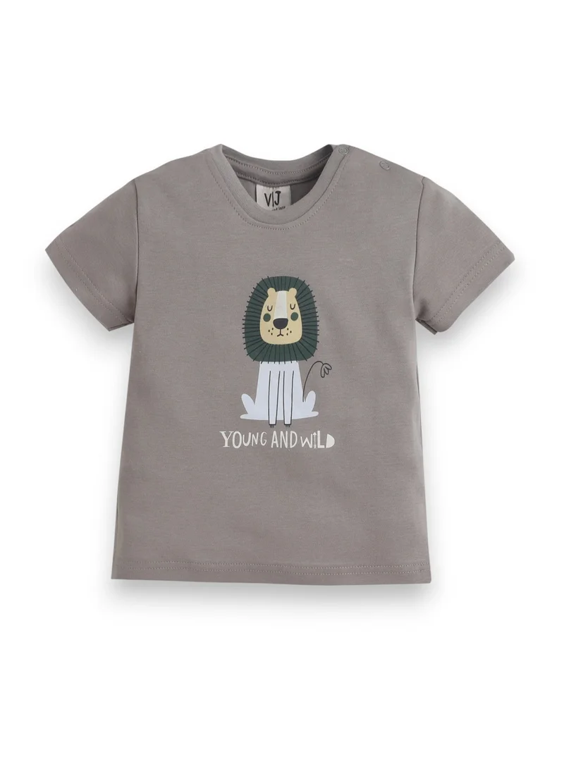 فكتور اند جين Infant Boys Lion Print Cotton Pajama Set – T-Shirt & Pajama Pants Nightwear