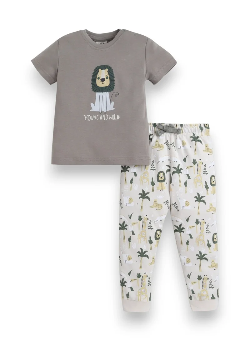 Victor And Jane  Infant Boys Lion Print Cotton Pajama Set – T-Shirt & Pajama Pants Nightwear for Men | Best Price UAE
