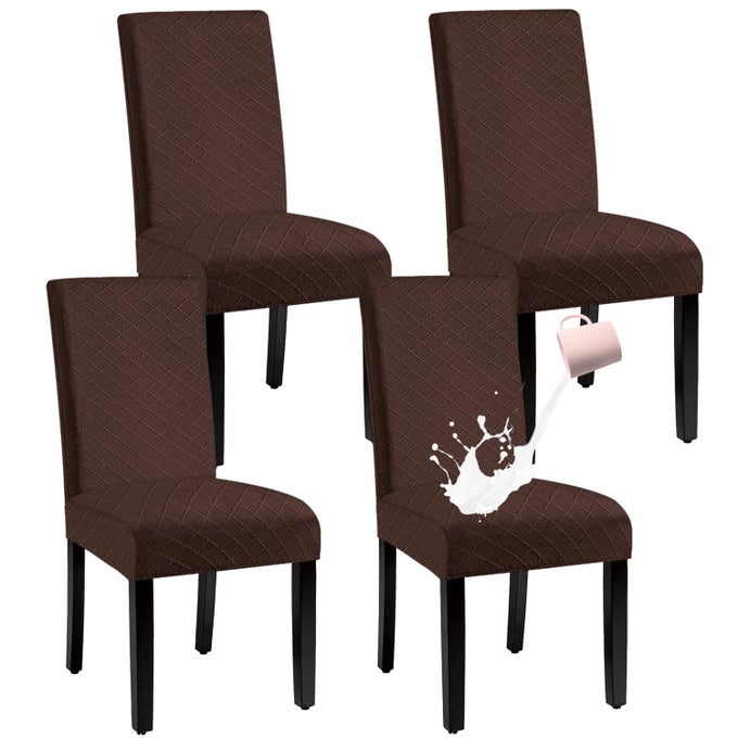 WATERPROOF DINING CHAIR COVERSPANDEX FABRIC FIT STRETCH CHAIR SLIPCOVERREMOVABLE WASHABLE JACQUARD PARSONS CHAIR COVERS COFFESET OF 4