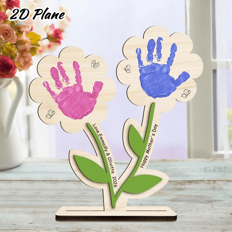 Dark Brown Frame Personalized Wooden Flower Pot Plaque With Custom Name For Mothers Day Gift - Image 3