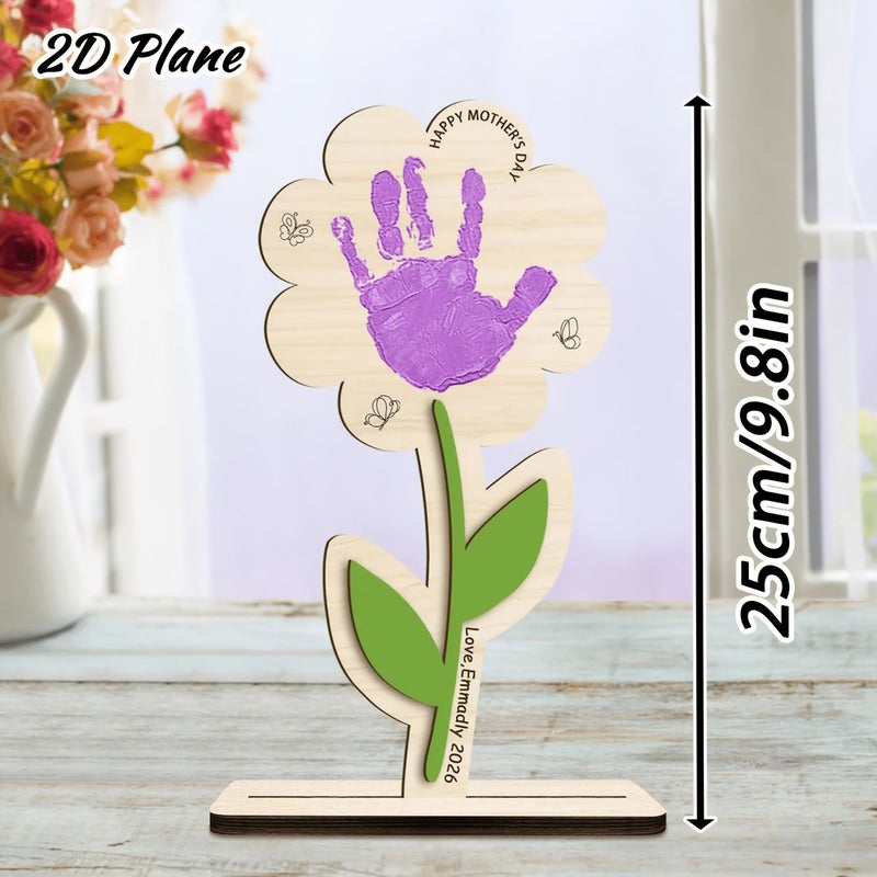Dark Brown Frame Personalized Wooden Flower Pot Plaque With Custom Name For Mothers Day Gift - Image 2
