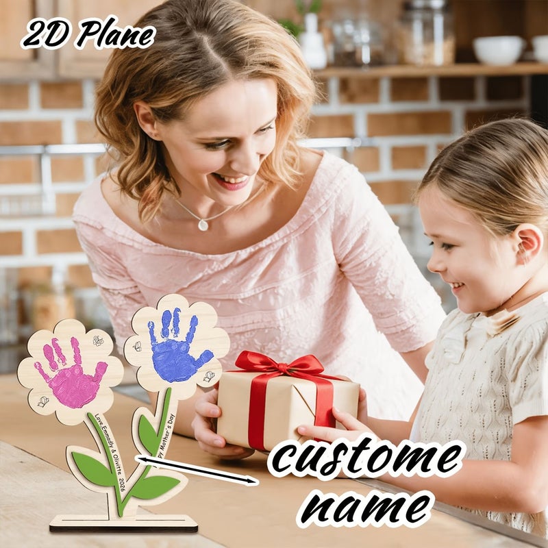 Dark Brown Frame Personalized Wooden Flower Pot Plaque With Custom Name For Mothers Day Gift - Image 1