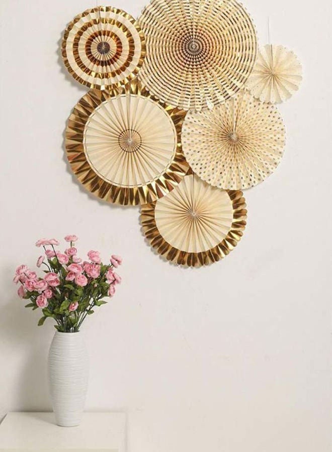 NIBEMINENT 8-Piece Party Wall Decoration Premium Quality Rich Design Hanging Paper Fans Set - Image 2