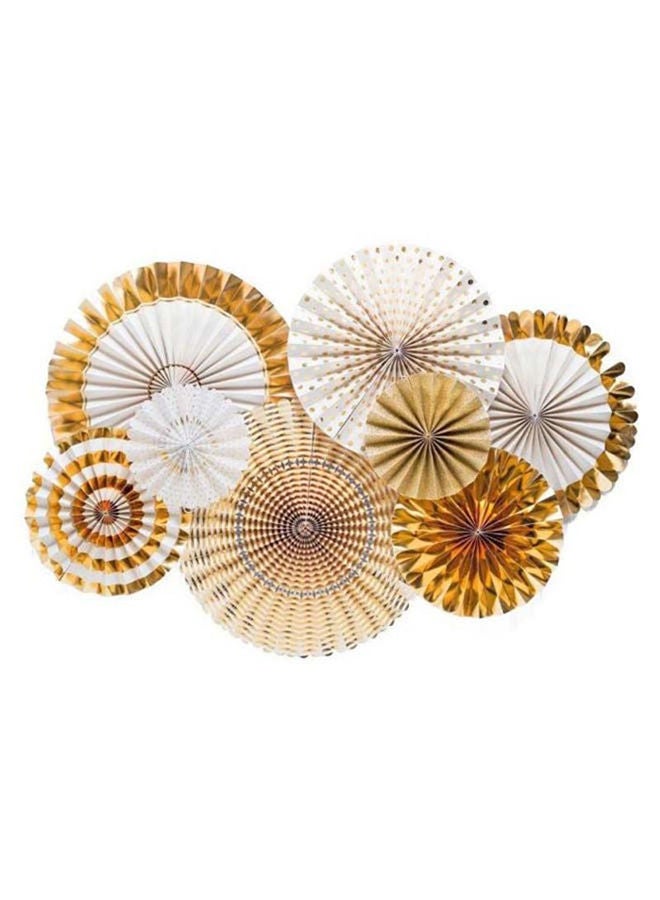 NIBEMINENT 8-Piece Party Wall Decoration Premium Quality Rich Design Hanging Paper Fans Set - Image 1