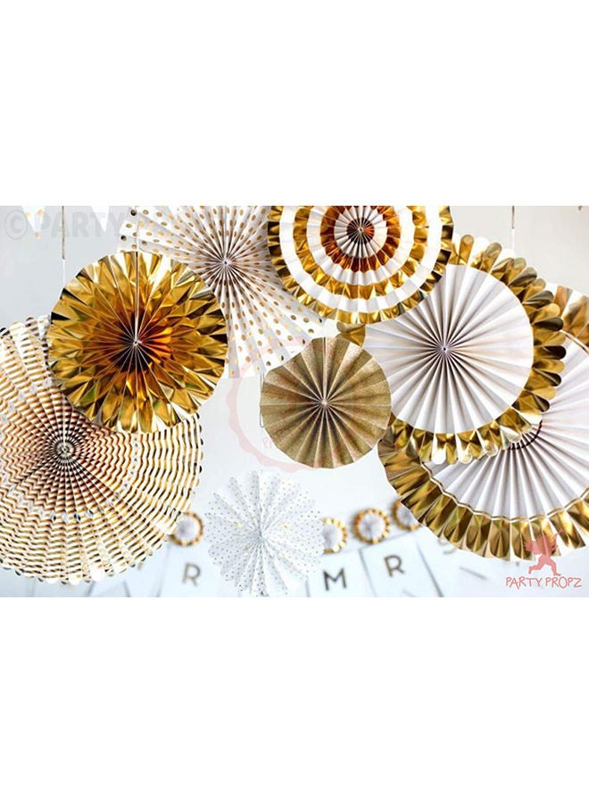 NIBEMINENT 8-Piece Party Wall Decoration Premium Quality Rich Design Hanging Paper Fans Set - Image 5
