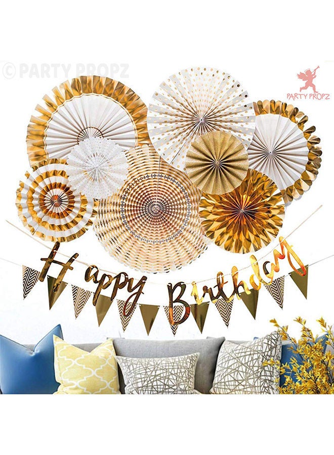 NIBEMINENT 8-Piece Party Wall Decoration Premium Quality Rich Design Hanging Paper Fans Set - Image 4