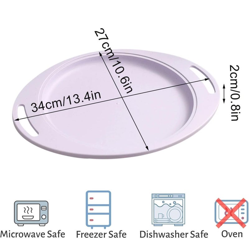 Trifecta Wheat Straw Oval Tray with Handle, Unbreakable Serving Platter,Appetizers, Serving Trays Restaurant & Home Use,Steak Plate Dinner Dish (Purple -2 PCs) - Image 5