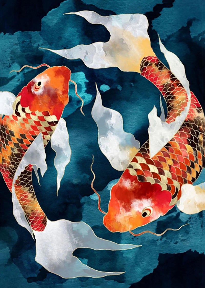 Hestarcul 5D Diamond Painting Halloween Kit,Diamond Art Kits for Adults,Diamond Dots,Paint with Diamonds Round for Gift,Wall Decor(12x16) (Koi) - Image 1