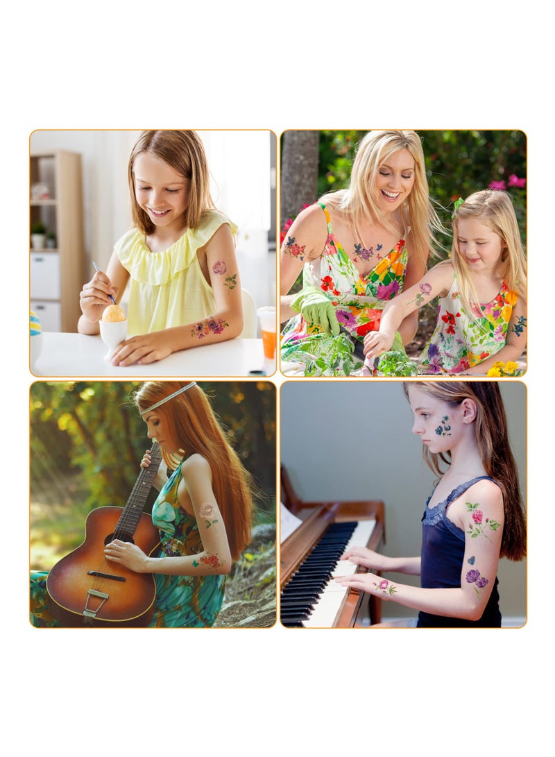 KASTWAVE 20 Sheets Flower Temporary Tattoos for Women/Girls, Rose Temporary Tattoos Realistic, Half Sleeve Tattoos for Women, Rose Flower erfly Fake Tattoos Stickers for Adults Kids - Image 4