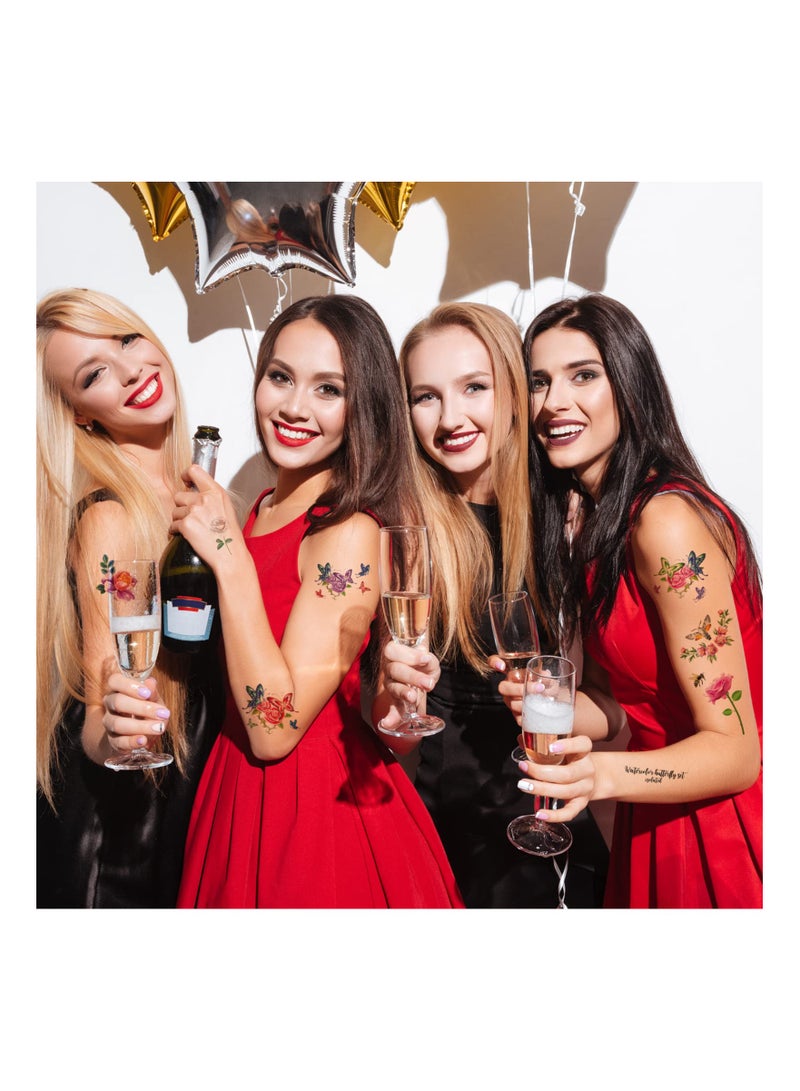 KASTWAVE 20 Sheets Flower Temporary Tattoos for Women/Girls, Rose Temporary Tattoos Realistic, Half Sleeve Tattoos for Women, Rose Flower erfly Fake Tattoos Stickers for Adults Kids - Image 5