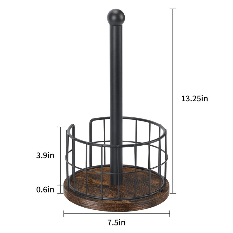 Yinmit Paper Towel Holder Countertop  Standing Paper Towel Roll Holder For Bathroom  Paper Towel Rack With Heavy Duty Wooden Base For Kitchen Counter  Fits Standard Or Jumbo-Sized Rolls - Image 5