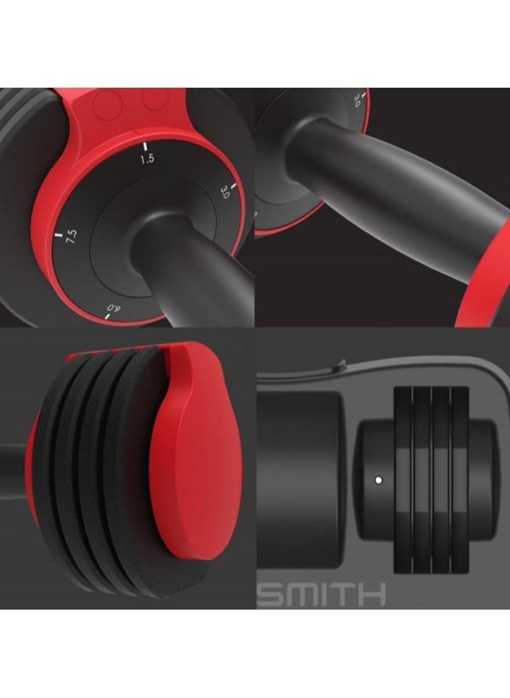 KINGSMITH - Adjustable Dumbbells Db15A, 5 Weight Plates, Up To 7.5Kg, Comfortable, Non-Slip Handle, Safe Lock, Metal Material, Durable, Sturdy, High Density Nylon Tray, Compact Size, Portable, Home Gym, Weightlifting, Household, Indoor, Workout - Image 1