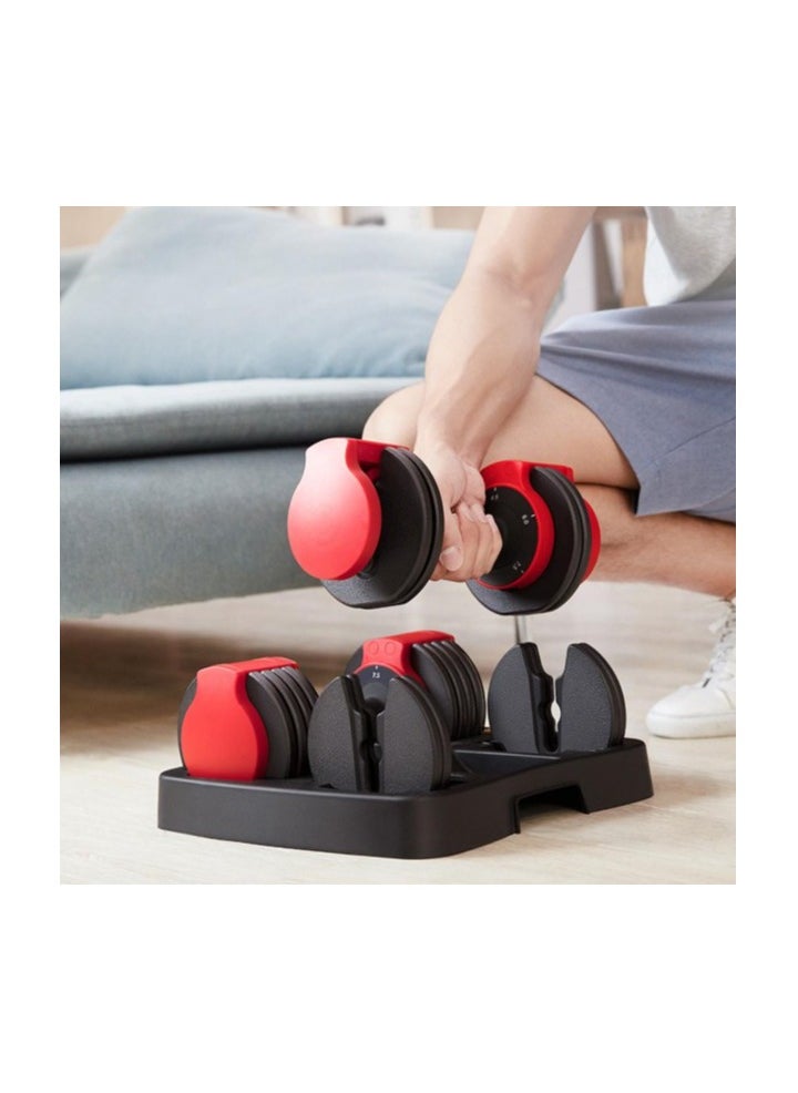 KINGSMITH - Adjustable Dumbbells Db15A, 5 Weight Plates, Up To 7.5Kg, Comfortable, Non-Slip Handle, Safe Lock, Metal Material, Durable, Sturdy, High Density Nylon Tray, Compact Size, Portable, Home Gym, Weightlifting, Household, Indoor, Workout - Image 1