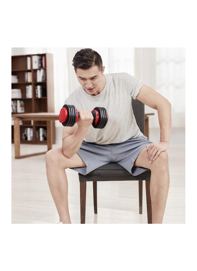 KINGSMITH - Adjustable Dumbbells Db15A, 5 Weight Plates, Up To 7.5Kg, Comfortable, Non-Slip Handle, Safe Lock, Metal Material, Durable, Sturdy, High Density Nylon Tray, Compact Size, Portable, Home Gym, Weightlifting, Household, Indoor, Workout - Image 1