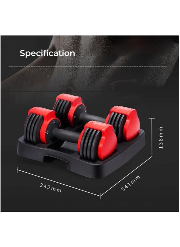 KINGSMITH - Adjustable Dumbbells Db15A, 5 Weight Plates, Up To 7.5Kg, Comfortable, Non-Slip Handle, Safe Lock, Metal Material, Durable, Sturdy, High Density Nylon Tray, Compact Size, Portable, Home Gym, Weightlifting, Household, Indoor, Workout - Image 1