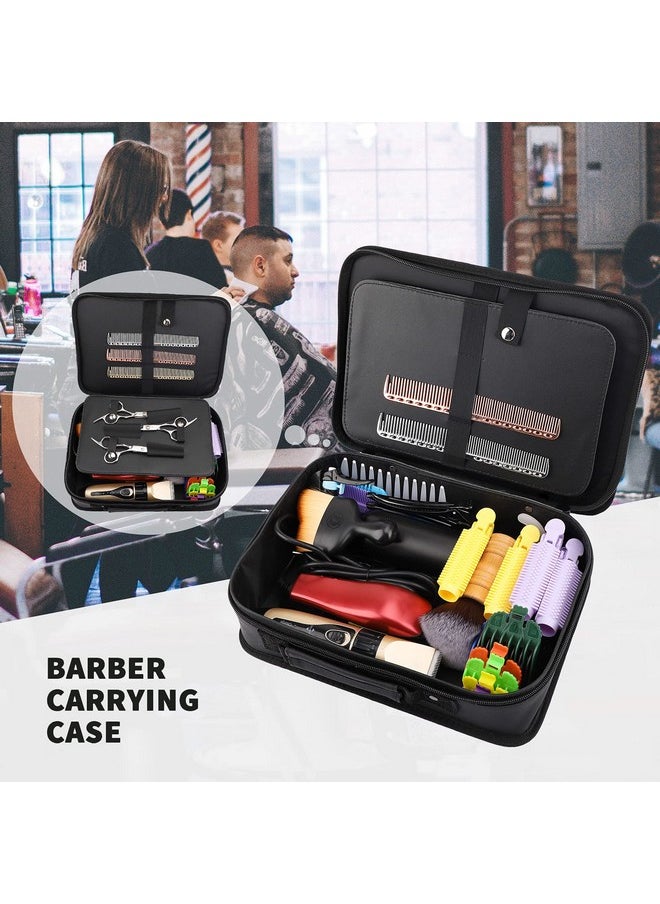 Segbeauty - Barber Tool Bag, 11.8 X 8.5In Pu Leather Travel Makeup Toiletry Carrying Case, Hair Styling Cutting Kit Storage Organizer For Clipper Shears Combs Cosmetics Salon Beauty Supplies - Image 1