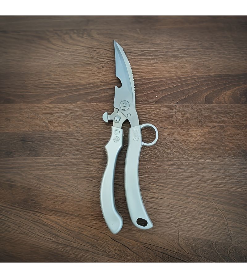Platinum Silvery Poultry Shears Kitchen Scissors With Safety Lock For Meat Bone And Chicken Cutting - Image 4