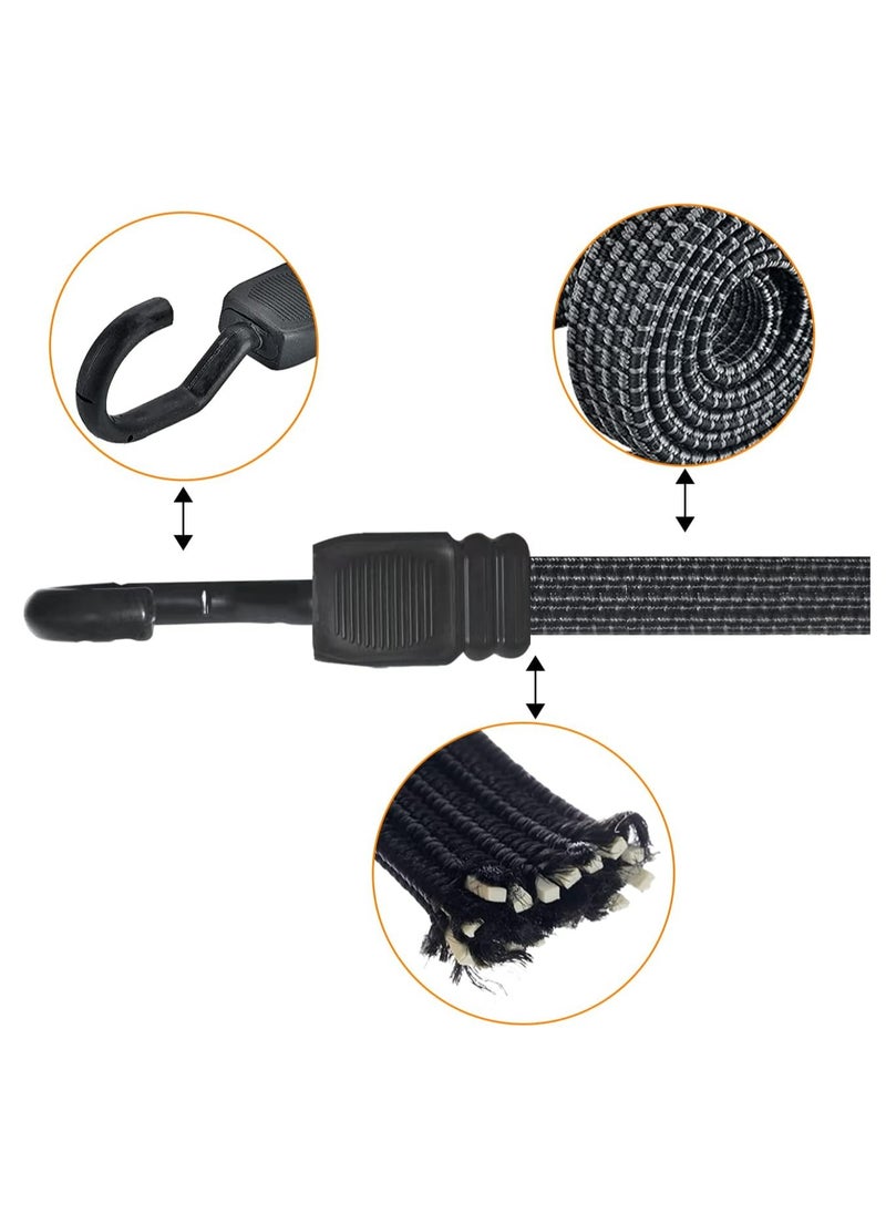 Oasisgalore - 2 Pcs"40 Inch Adjustable Bungee Cords with Hooks, Heavy Duty Elastic Straps for Camping and Bikes - Image 1