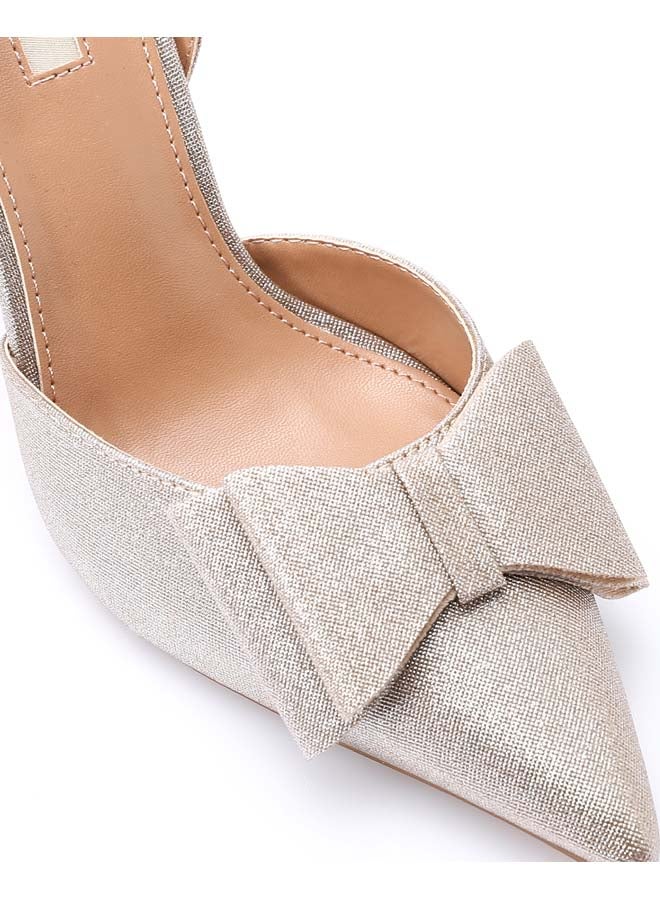 DejaVu Midnight Elegance Bow Heels - Pastel Gold  - Image 4