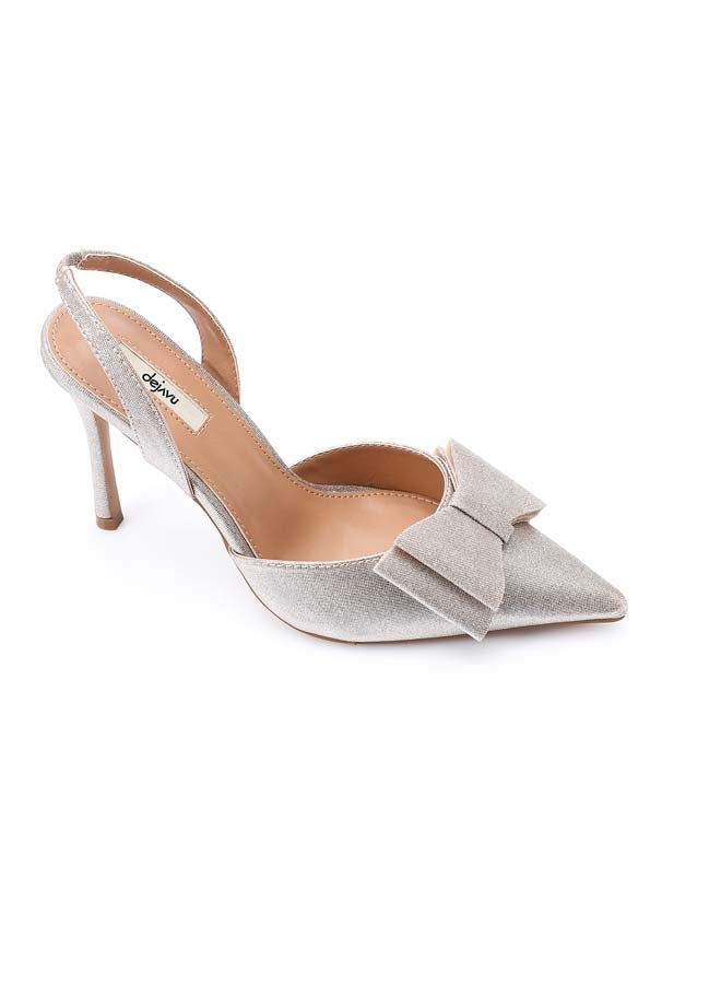 DejaVu Midnight Elegance Bow Heels - Pastel Gold  - Image 5