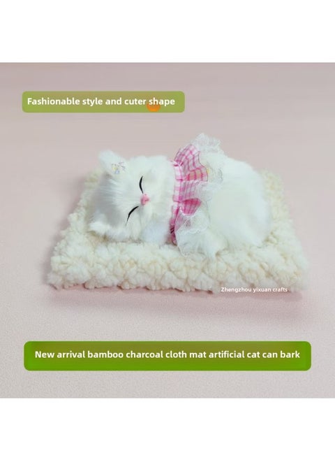 Bamboo Charcoal Cloth Pad Simulation Cats Cats Calling Car Decoration Ornaments Simulation Animals Simulation Flower Basket Cats-Color:Beige Bamboo Charcoal Cloth Mat + Pink Skirt Cat Can Bark