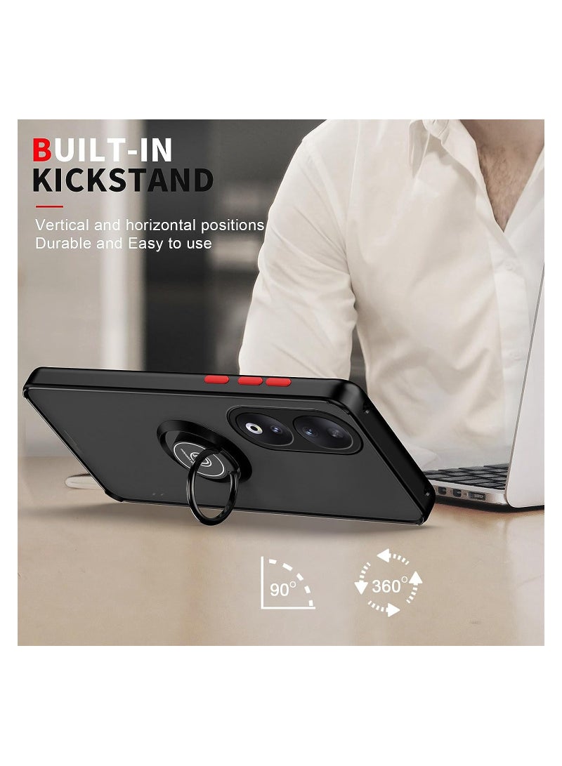 Case For Honor 90 Rotational Metal Ring Grip Kickstand Cover Magnetic Car Mount Holder Case Shockproof Anti Fingerprint Case for Honor 90 5G - Image 5