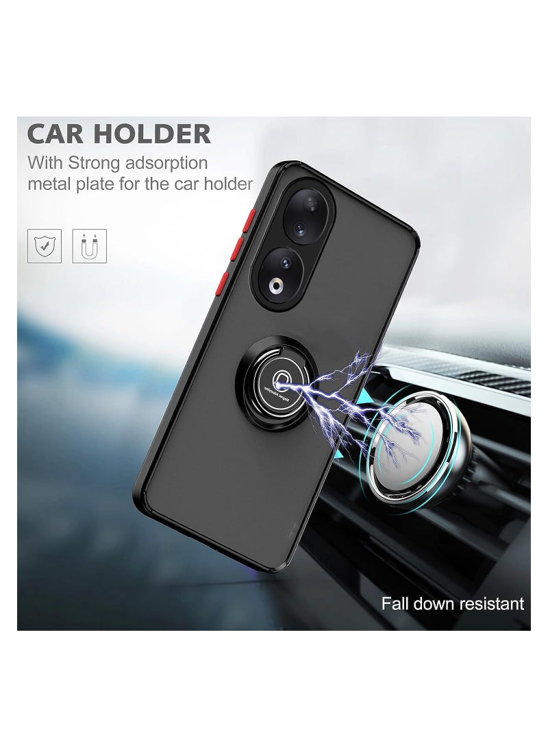 Case For Honor 90 Rotational Metal Ring Grip Kickstand Cover Magnetic Car Mount Holder Case Shockproof Anti Fingerprint Case for Honor 90 5G - Image 4