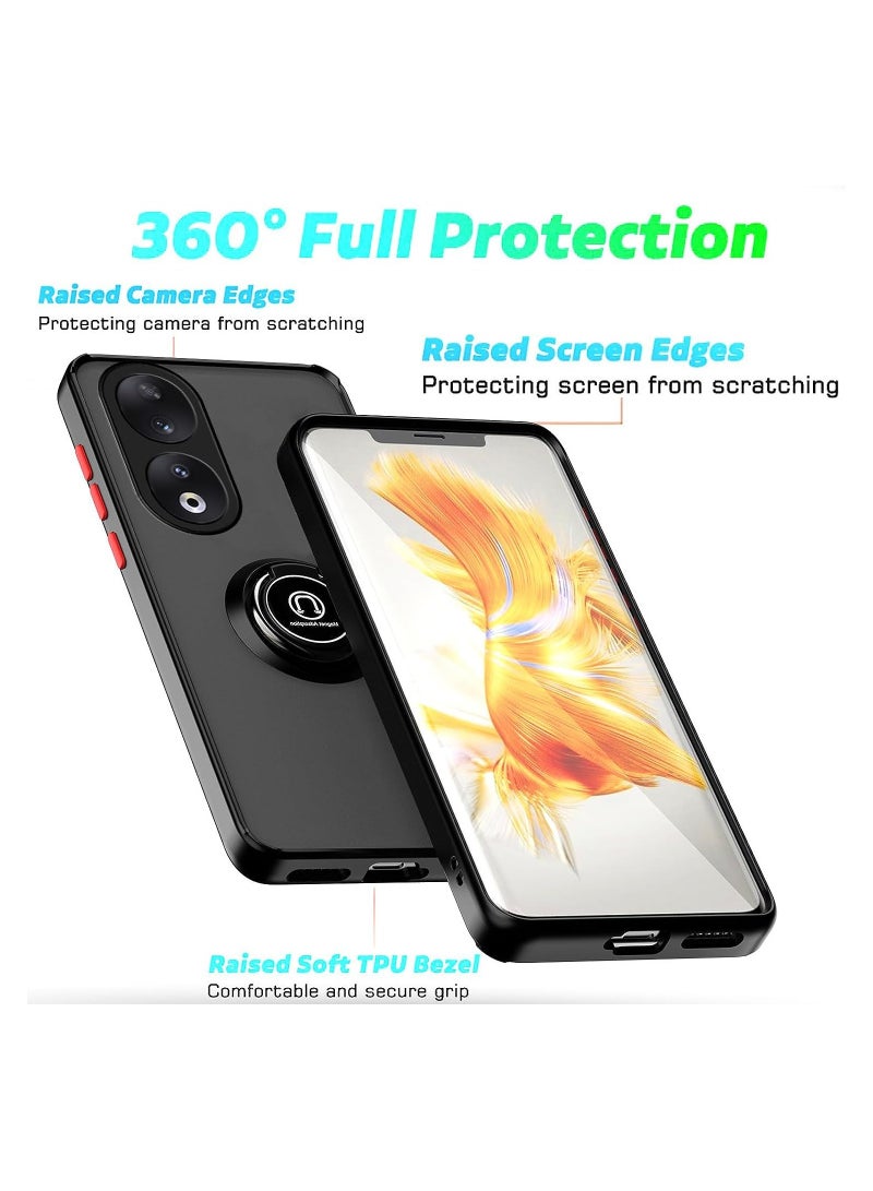 Case For Honor 90 Rotational Metal Ring Grip Kickstand Cover Magnetic Car Mount Holder Case Shockproof Anti Fingerprint Case for Honor 90 5G - Image 3