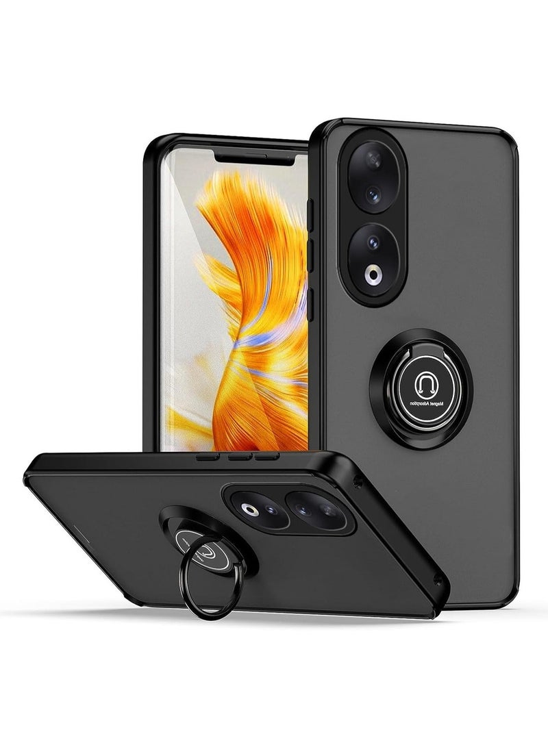 Case For Honor 90 Rotational Metal Ring Grip Kickstand Cover Magnetic Car Mount Holder Case Shockproof Anti Fingerprint Case for Honor 90 5G - Image 2