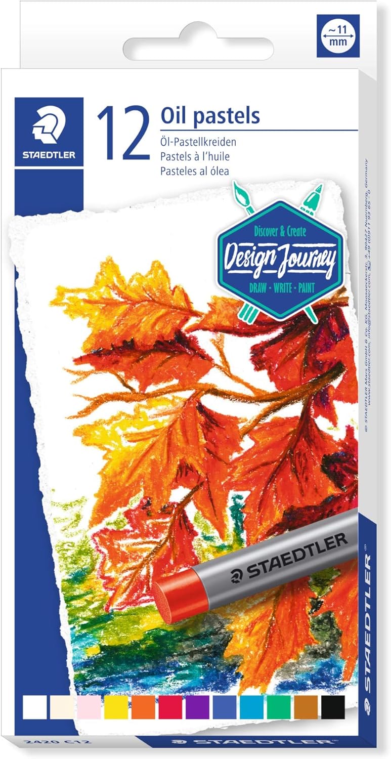 STAEDTLER 2420 C12 Oil Pastels - 12 Brilliant Colors in Cardboard Case - Image 1