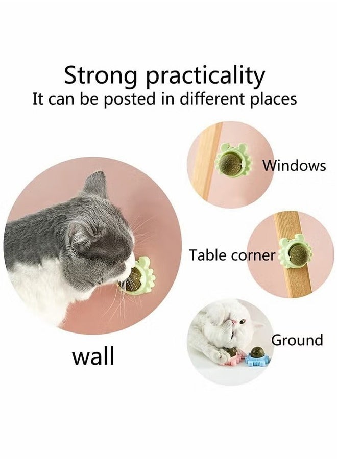 HY - Catnip Toys Balls 3 Pcs, Extra Cat Energy Ball, Edible Kitten Catnip Toys for Cats Lick, Healthy Kitty Teeth Cleaning Dental Chew Toys, Cat Wall Treats (3 Colors) - Image 1